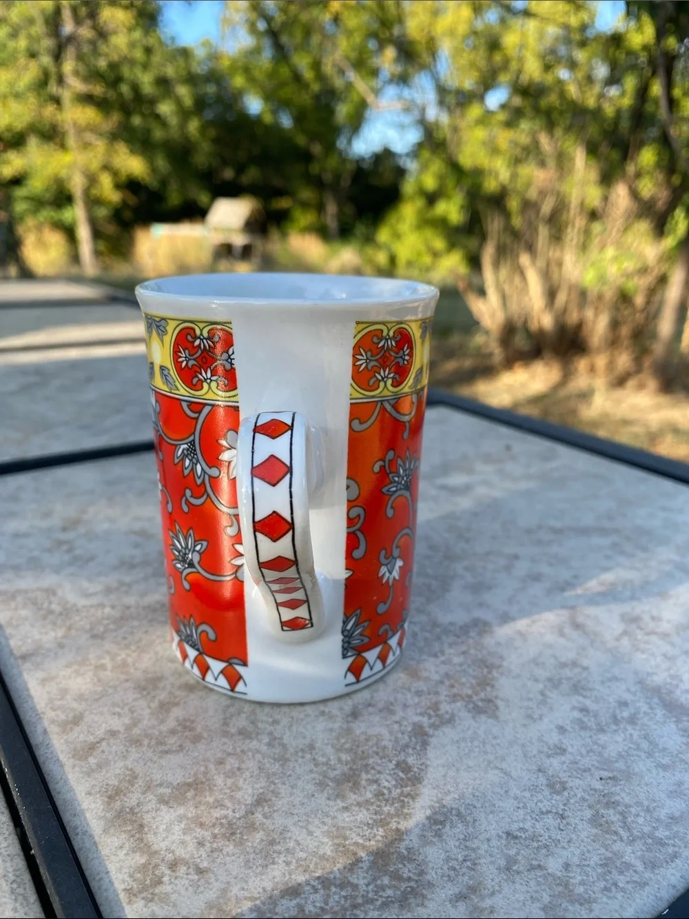 Vintage Pier 1 Porcelain Red Floral Mug Made In Japan by Kanesho 1970s 3